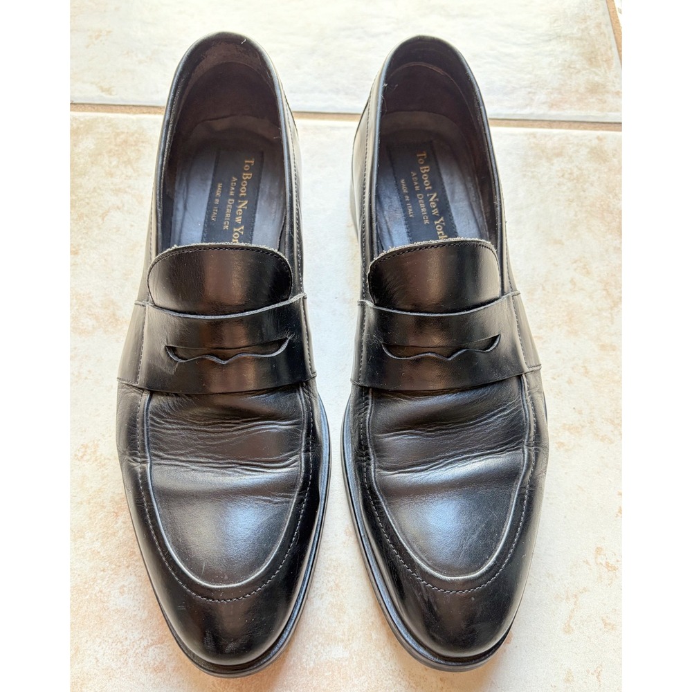 To Boot New York Adam Derrick Devries Black Leather Penny Loafers Made In Italy